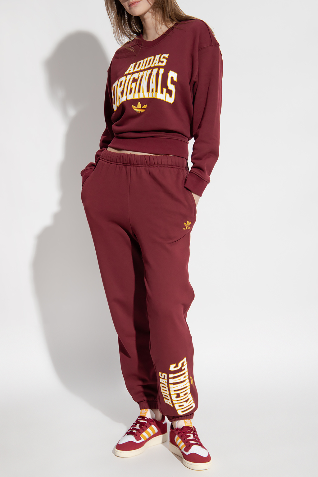 Adidas originals hot sale maroon tracksuit